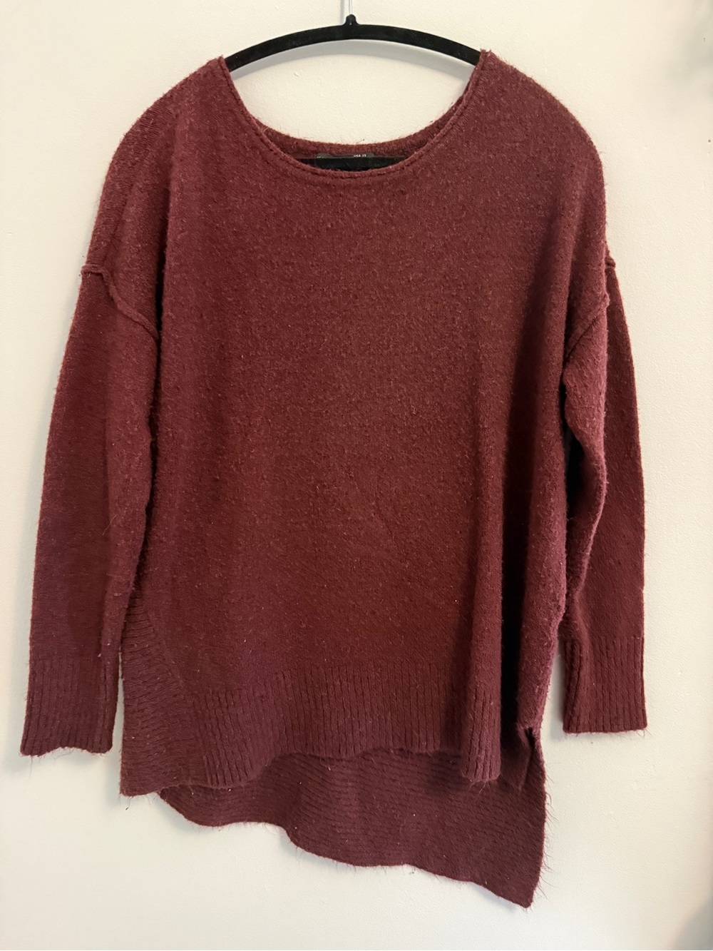 Black Tape_ Burgundy Crewneck Oversized Sweater